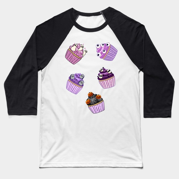 Halloween Cupcakes Baseball T-Shirt by DreamPassion